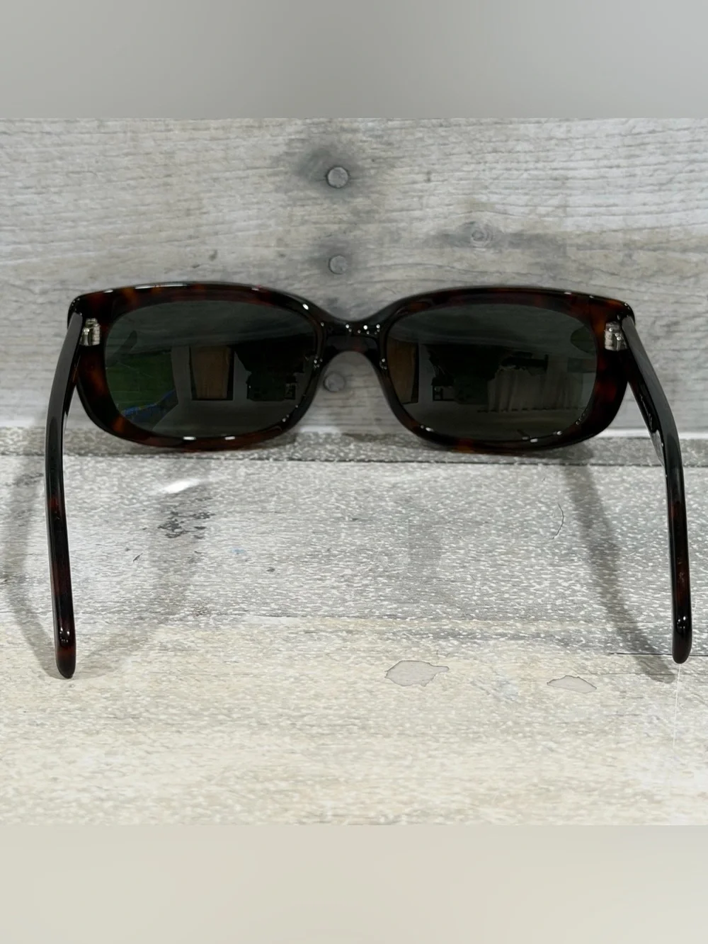 CELINE Paris Tortoiseshell Acetate Sunglasses with Green Lenses and Case